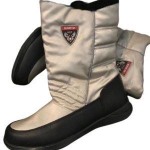 Sporto Gold nylon faux fur lined snow boots "Vivian" - Worn Once!
